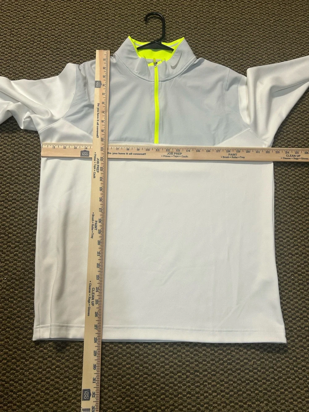 Nike White & Gray Half-Zip Pullover with Neon Yellow Trim